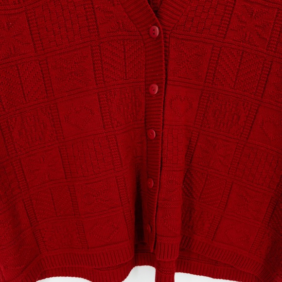 Vintage Red Knit Sweater Vest Womens 1X Academia Indie Granny‎ Hearts Patchwork - Picture 3 of 7